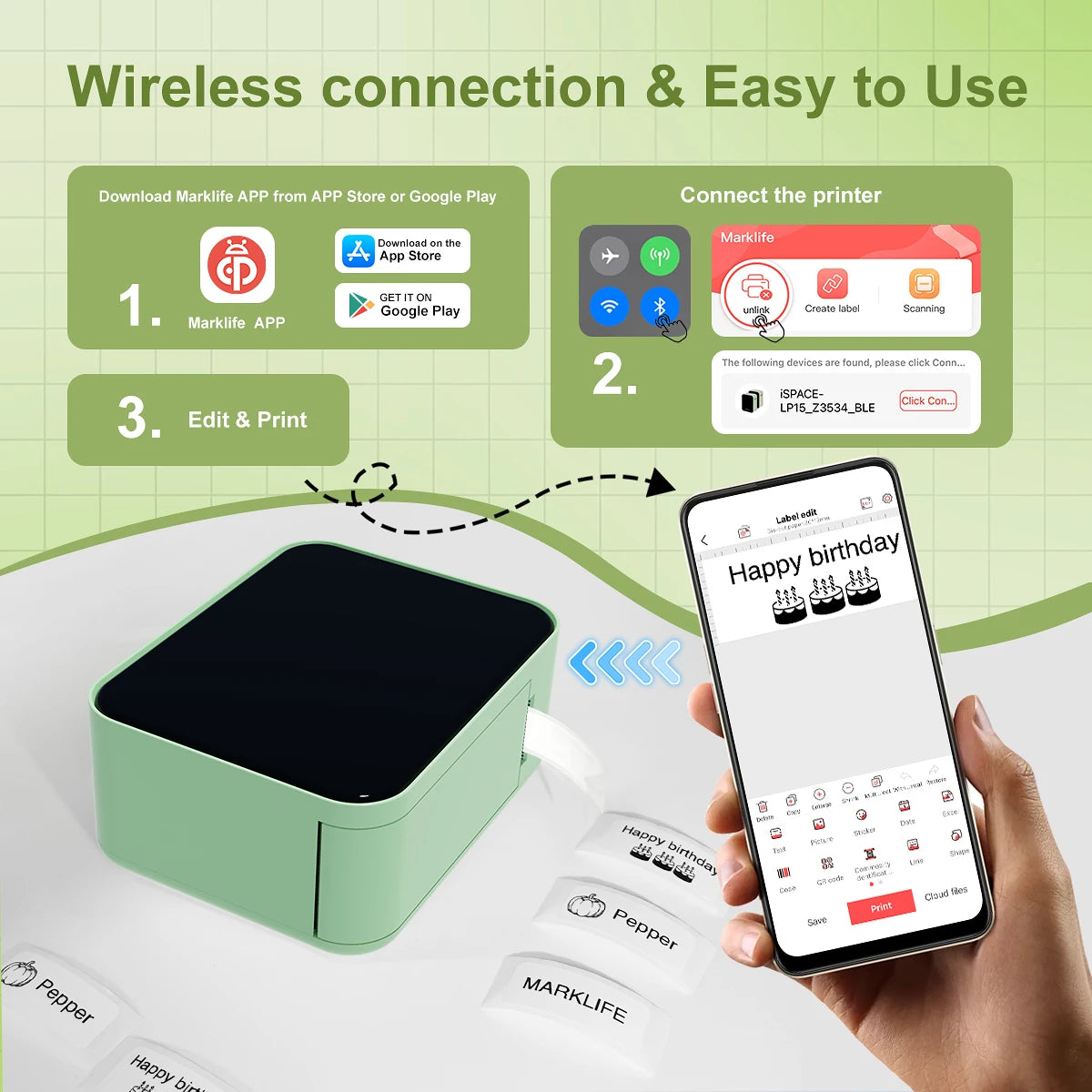 Inkless Pocket Thermal Sticker Printer