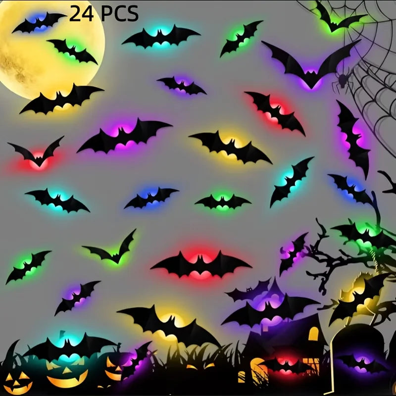 Light-Up 3D Halloween Bat Wall Decals