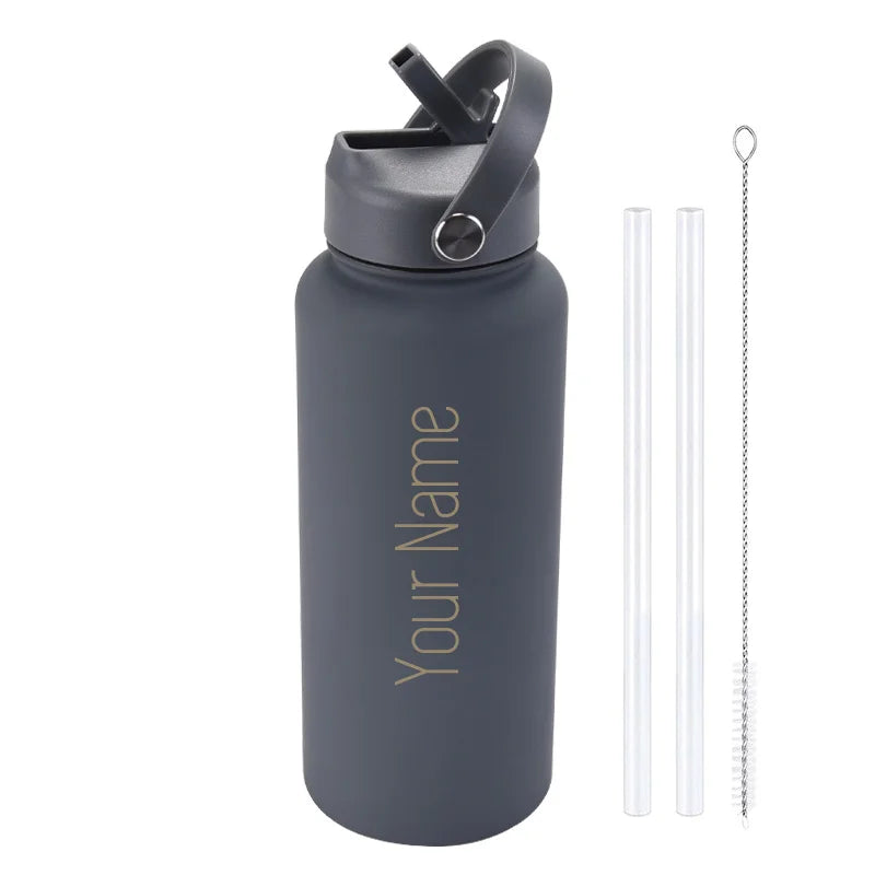1L Insulated Stainless Steel Water Bottle with Straw