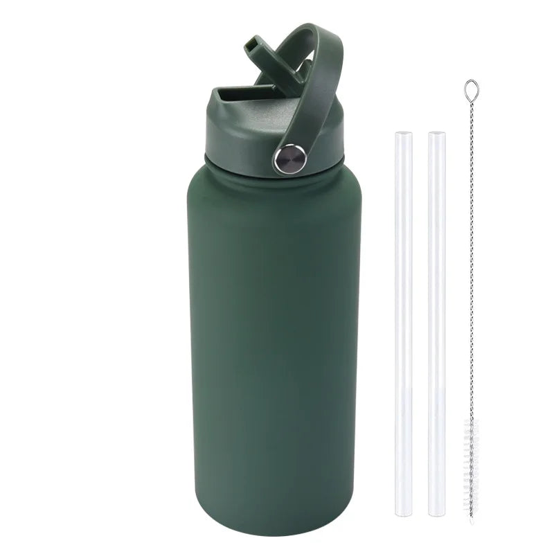 1L Insulated Stainless Steel Water Bottle with Straw