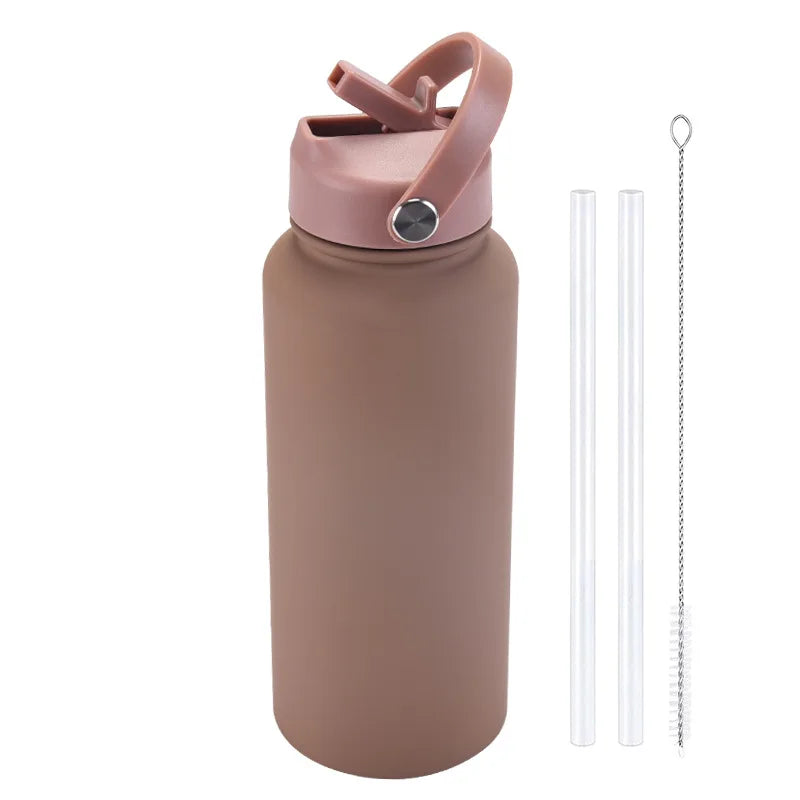 1L Insulated Stainless Steel Water Bottle with Straw