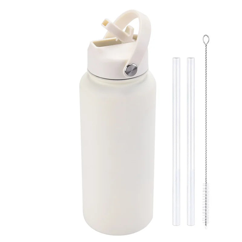 1L Insulated Stainless Steel Water Bottle with Straw