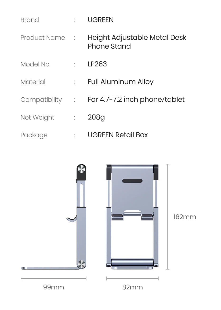 Adjustable Aluminum Phone & Tablet Stand