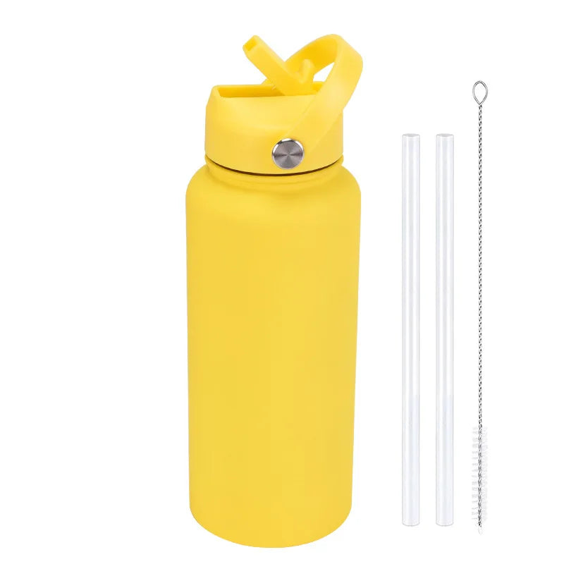1L Insulated Stainless Steel Water Bottle with Straw