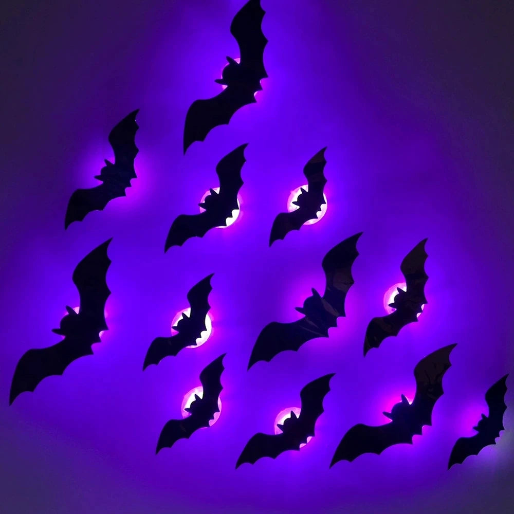 Light-Up 3D Halloween Bat Wall Decals