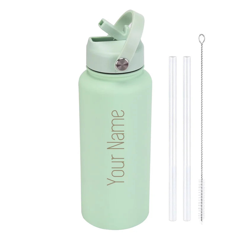 1L Insulated Stainless Steel Water Bottle with Straw