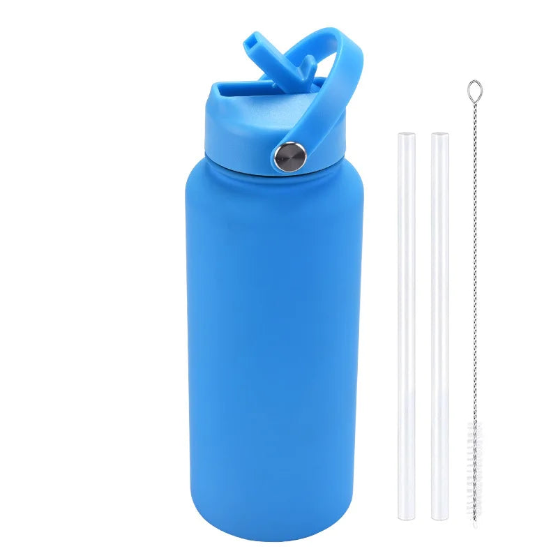 1L Insulated Stainless Steel Water Bottle with Straw