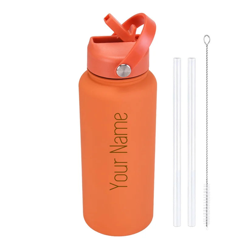 1L Insulated Stainless Steel Water Bottle with Straw