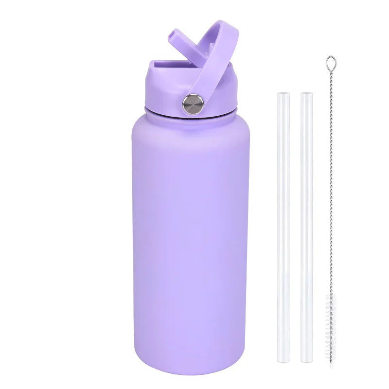 1L Insulated Stainless Steel Water Bottle with Straw