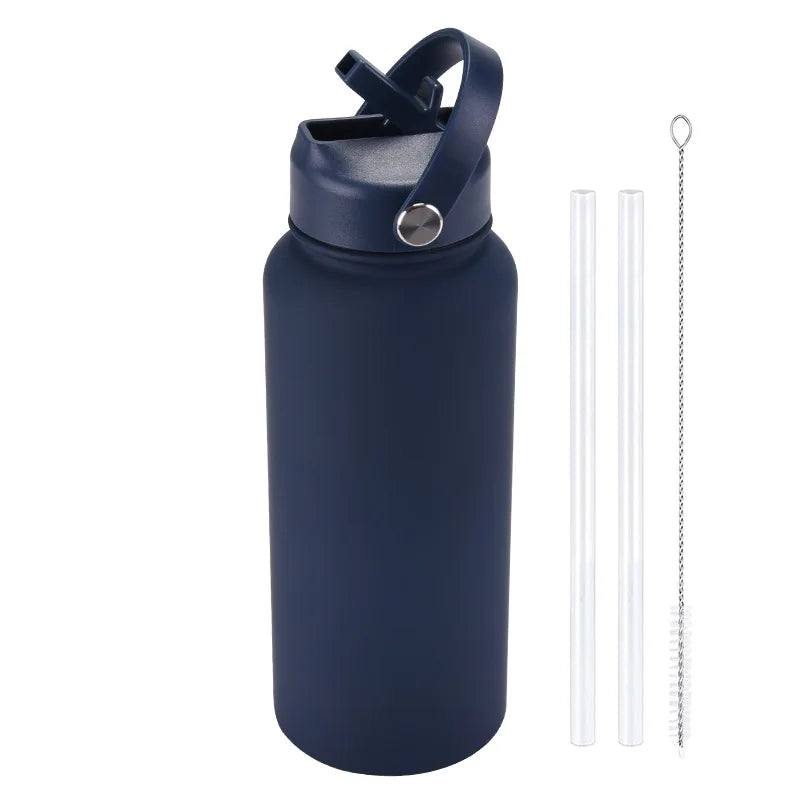 1L Insulated Stainless Steel Water Bottle with Straw