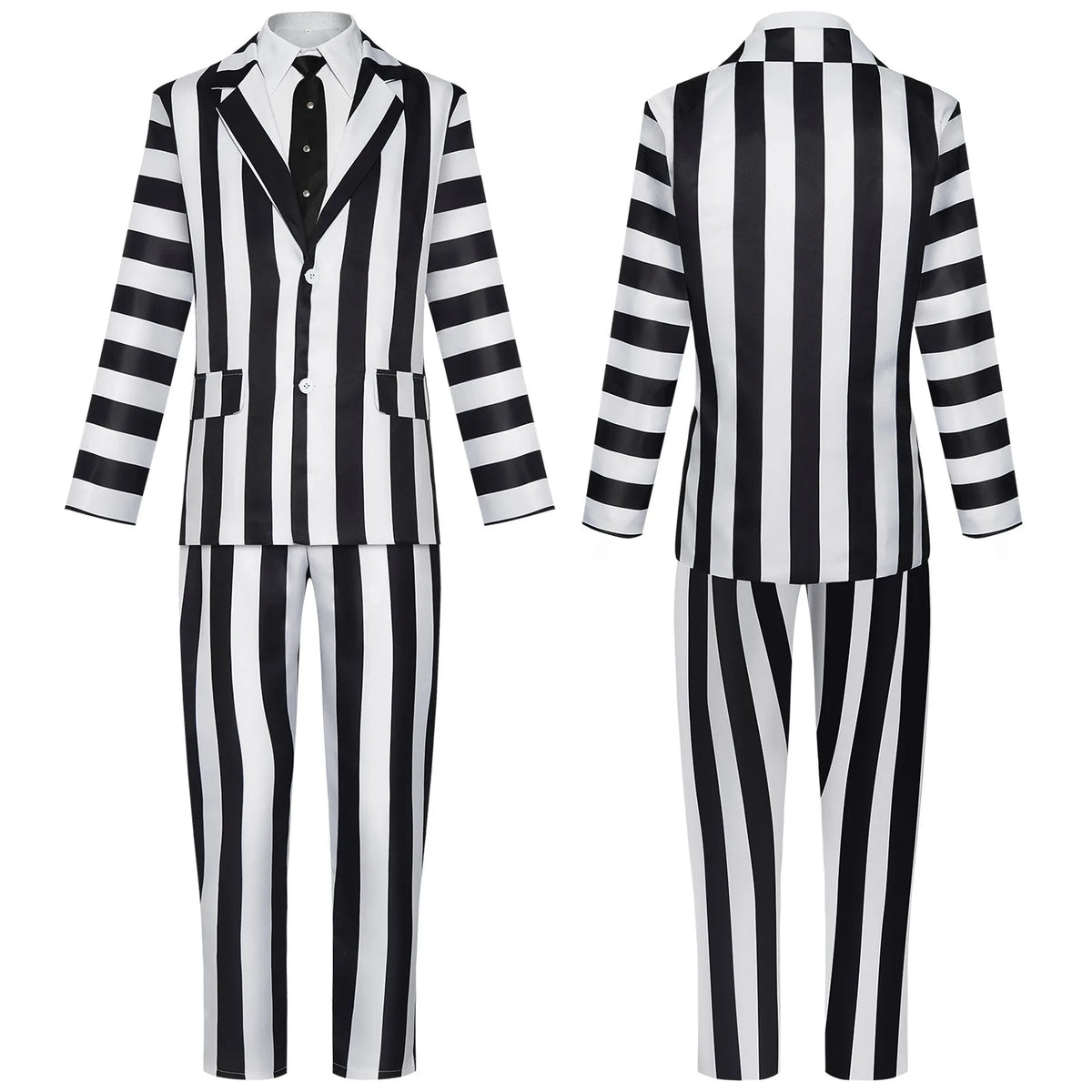 Black and White Striped Ghost Suit Costume