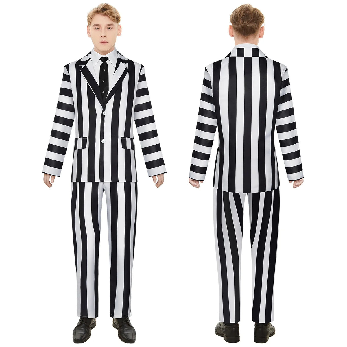 Black and White Striped Ghost Suit Costume