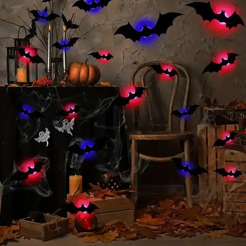 Light-Up 3D Halloween Bat Wall Decals