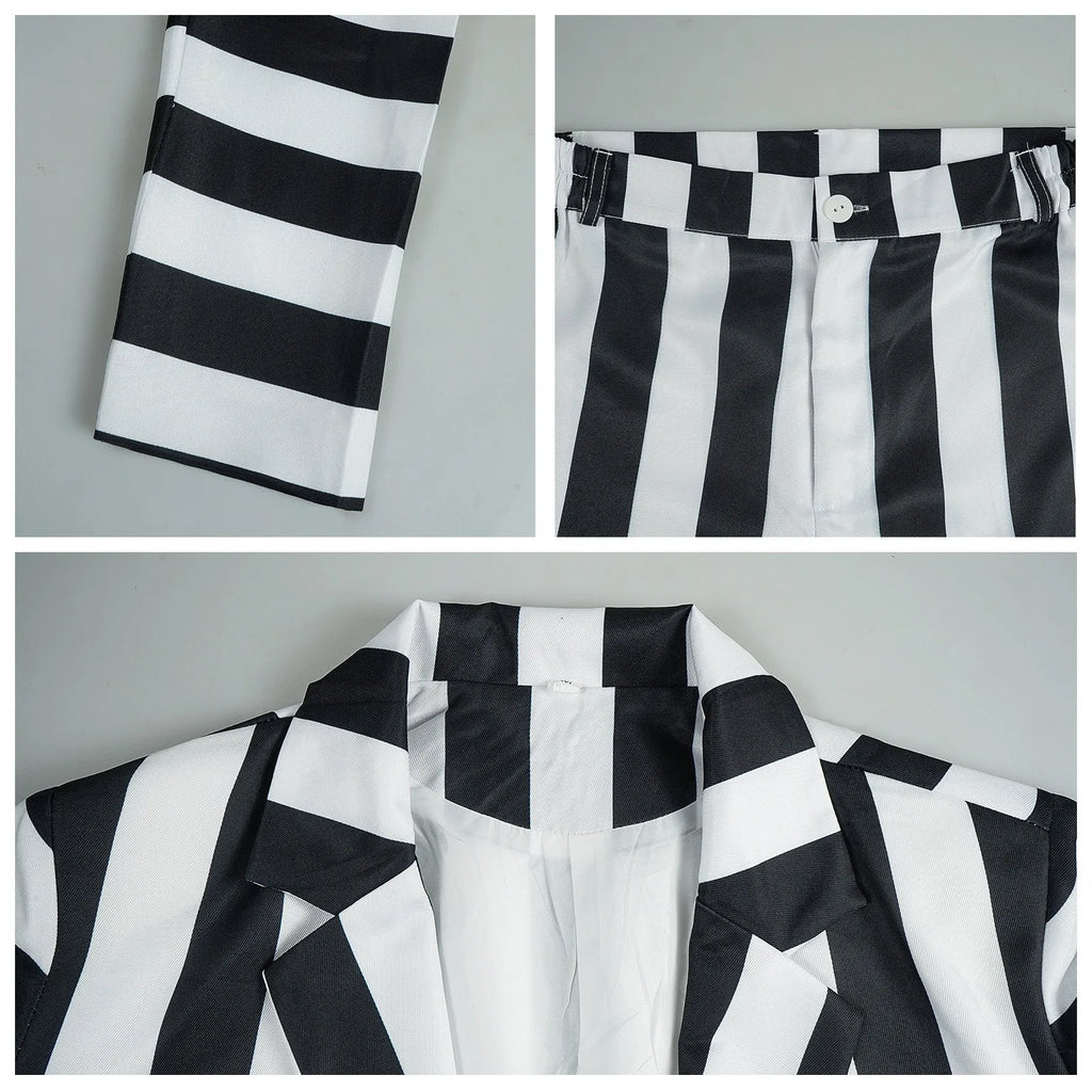 Black and White Striped Ghost Suit Costume