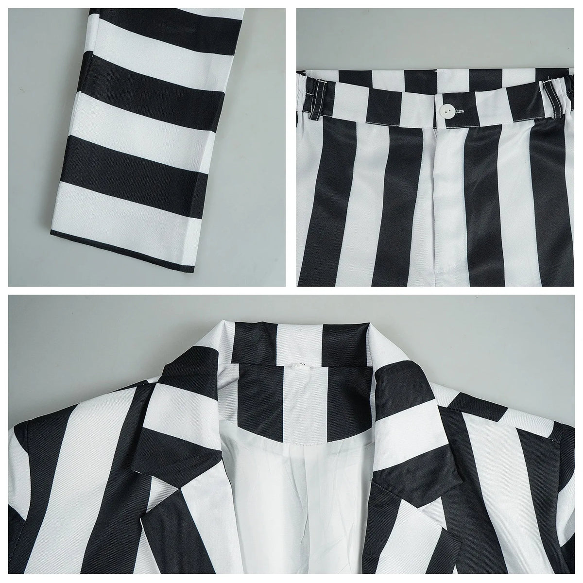 Black and White Striped Ghost Suit Costume