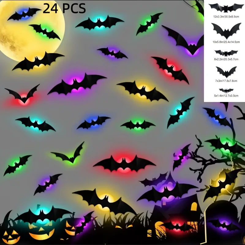 Light-Up 3D Halloween Bat Wall Decals