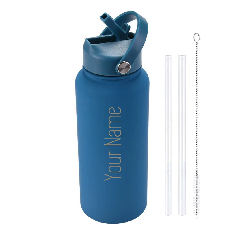 1L Insulated Stainless Steel Water Bottle with Straw