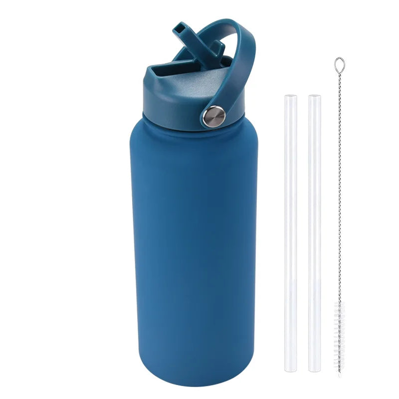 1L Insulated Stainless Steel Water Bottle with Straw