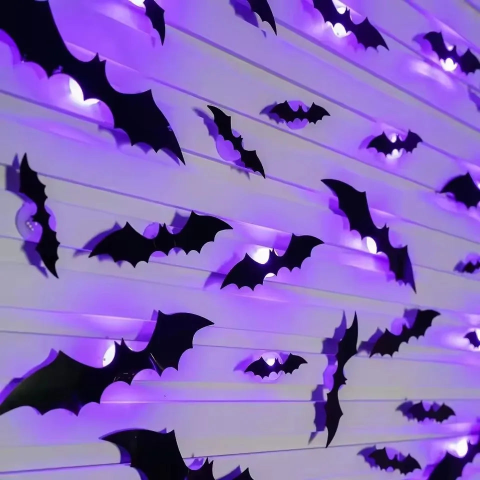 Light-Up 3D Halloween Bat Wall Decals