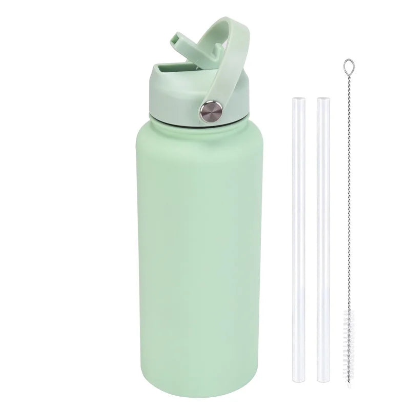1L Insulated Stainless Steel Water Bottle with Straw