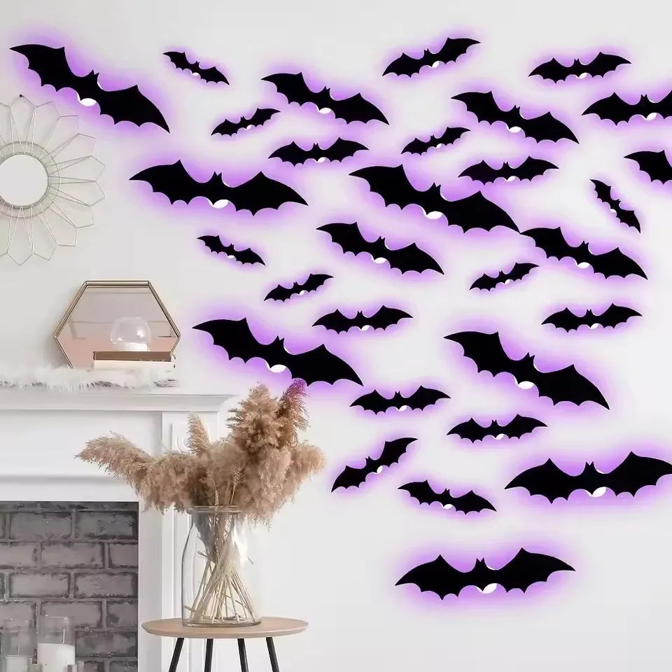 Light-Up 3D Halloween Bat Wall Decals