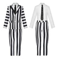 Black and White Striped Ghost Suit Costume