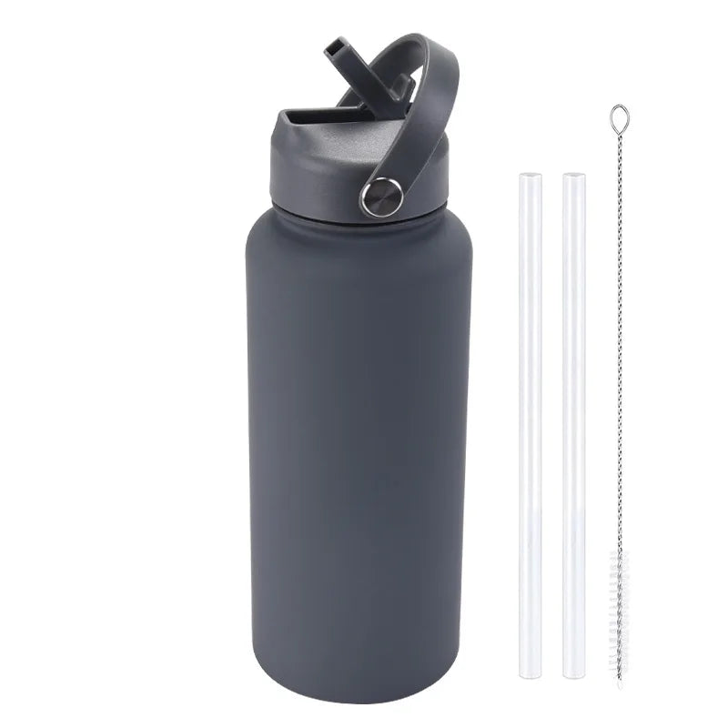 1L Insulated Stainless Steel Water Bottle with Straw