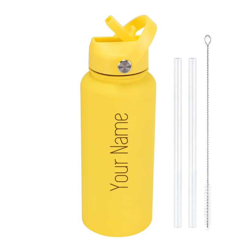 1L Insulated Stainless Steel Water Bottle with Straw